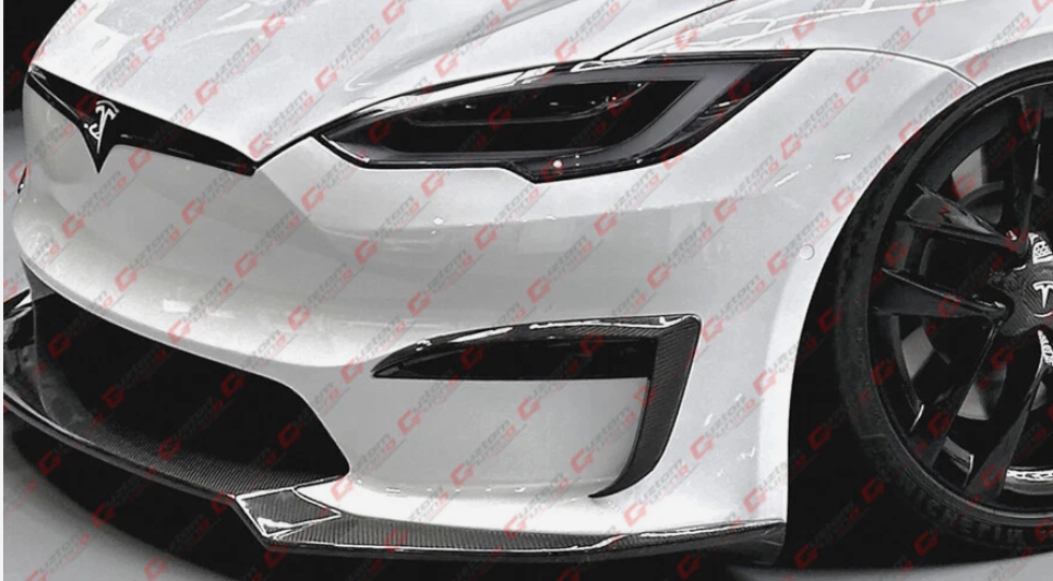 Tesla Model S Carbon Fiber Front Bumper Fog Light Garnish Trim