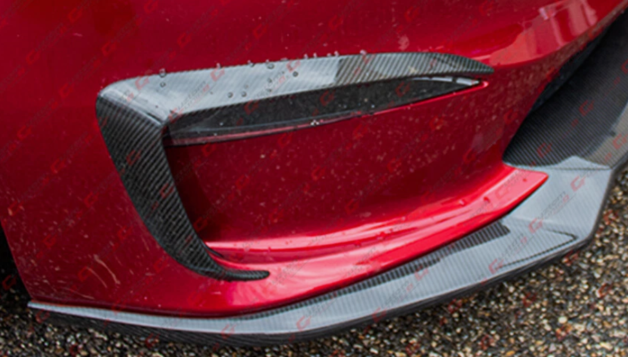 Tesla Model S Carbon Fiber Front Bumper Fog Light Garnish Trim
