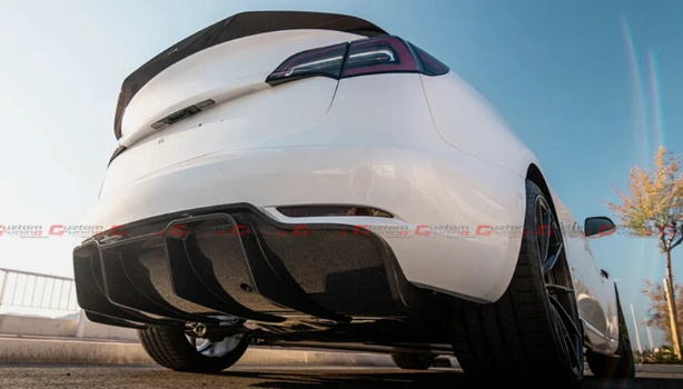 TESLA MODEL 3 V STYLE CARBON FIBER REAR BUMPER DIFFUSER