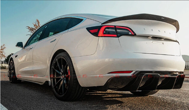 TESLA MODEL 3 V STYLE CARBON FIBER REAR BUMPER DIFFUSER