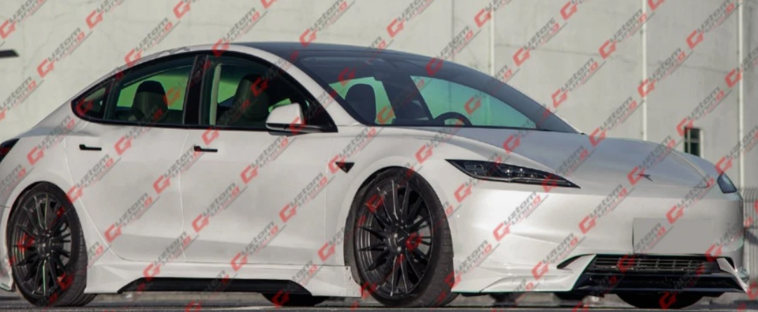 Tesla Model 3 Highland MC Design Pearl White Black Front Lip