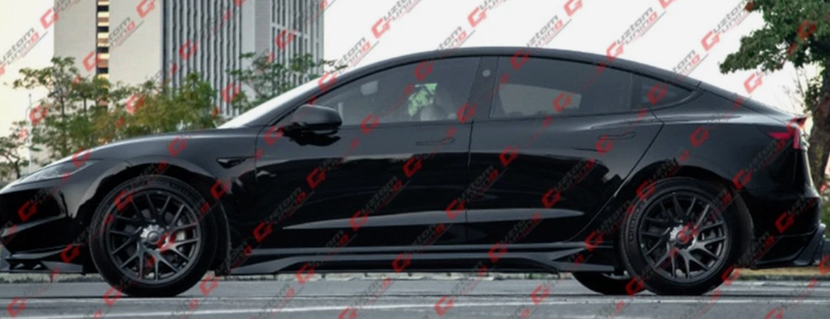 Tesla Model 3 Highland MC Design Gloss Black Side Skirts