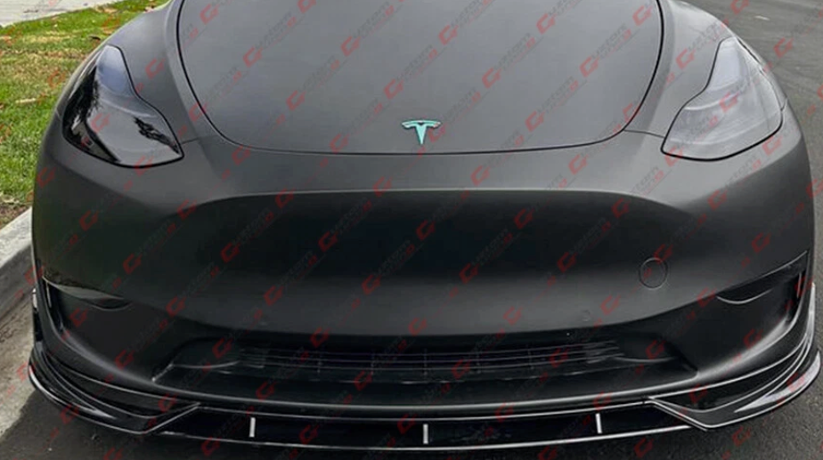 Tesla Model  Y Winglet 4pc V Style Black Front Lip