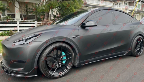 Tesla Model  Y Winglet 4pc V Style Black Front Lip
