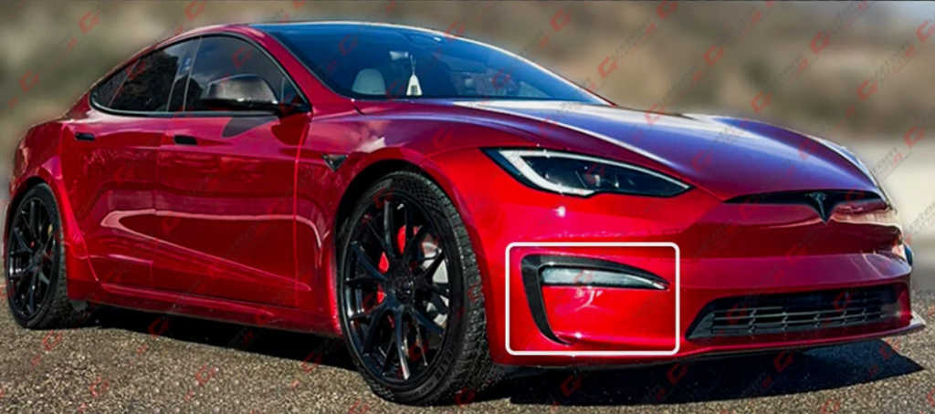 Tesla Model S Carbon Fiber Front Bumper Fog Light Garnish Trim