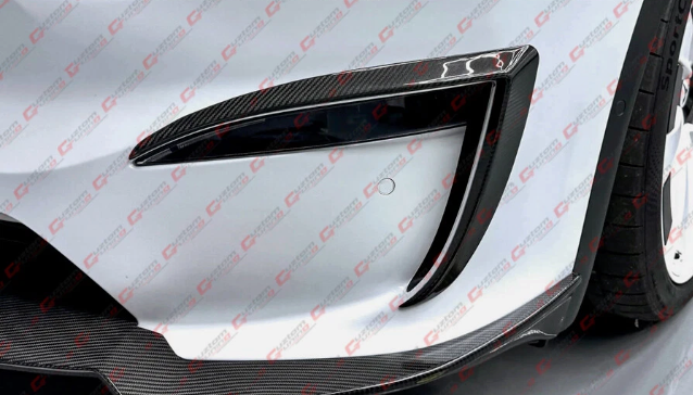 Tesla Model X Full Carbon Fiber Front Bumper Fog Light Garnish Trim