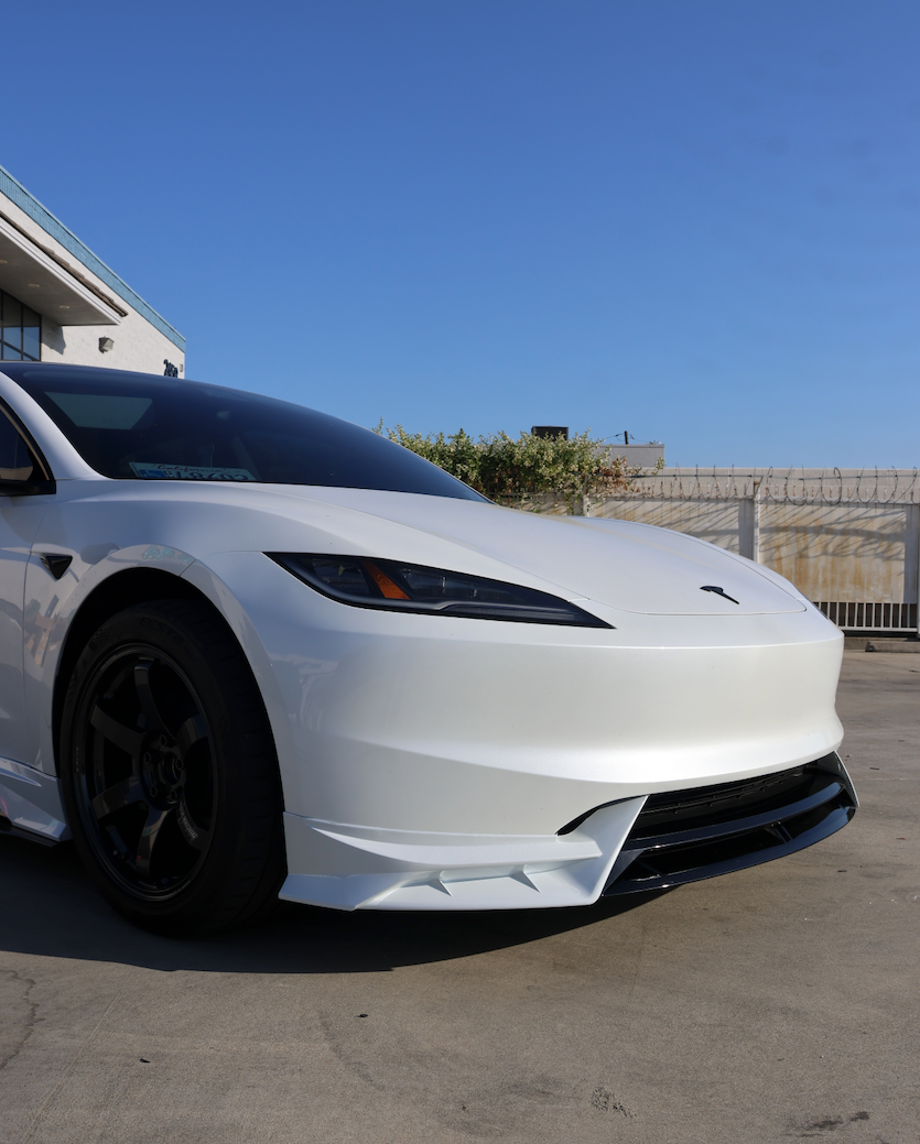 Tesla Model 3 Highland MC Design Pearl White Black Front Lip