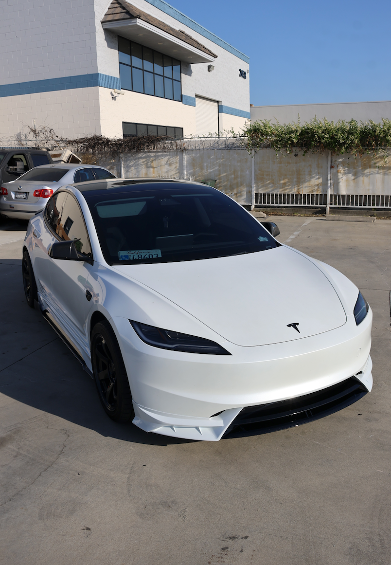 Tesla Model 3 Highland MC Design Pearl White Black Front Lip
